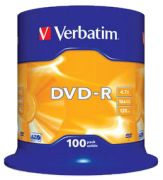 Verbatim DVD-R 4.7GB 16x 100 Disc Spindle Verbatim DVD-R 4.7GB 16x 100 Disc Spindle
