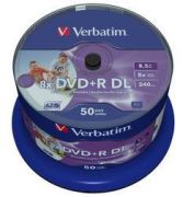 Verbatim DVD+R DL Wide Inkjet Print 8x 50 spindle 43703 Verbatim DVD+R DL Wide Inkjet Print 8x 50 spindle 43703