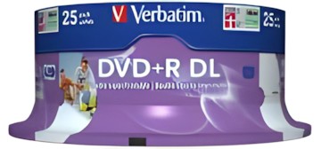 Verbatim DVD+R DL Inkjet Print 8x 25 spindle 43667 Verbatim DVD+R DL Inkjet Print 8x 25 spindle 43667
