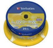 Verbatim DVD+RW 4.7GB 4x Matte Silver 25 Pack Spindle 43489 Verbatim DVD+RW 4.7GB 4x Matte Silver 25 Pack Spindle 43489