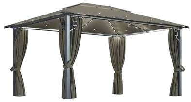 vidaXL Pavilion with Curtains & LED String Lights (3070337) vidaXL Pavilion with Curtains & LED String Lights (3070337)